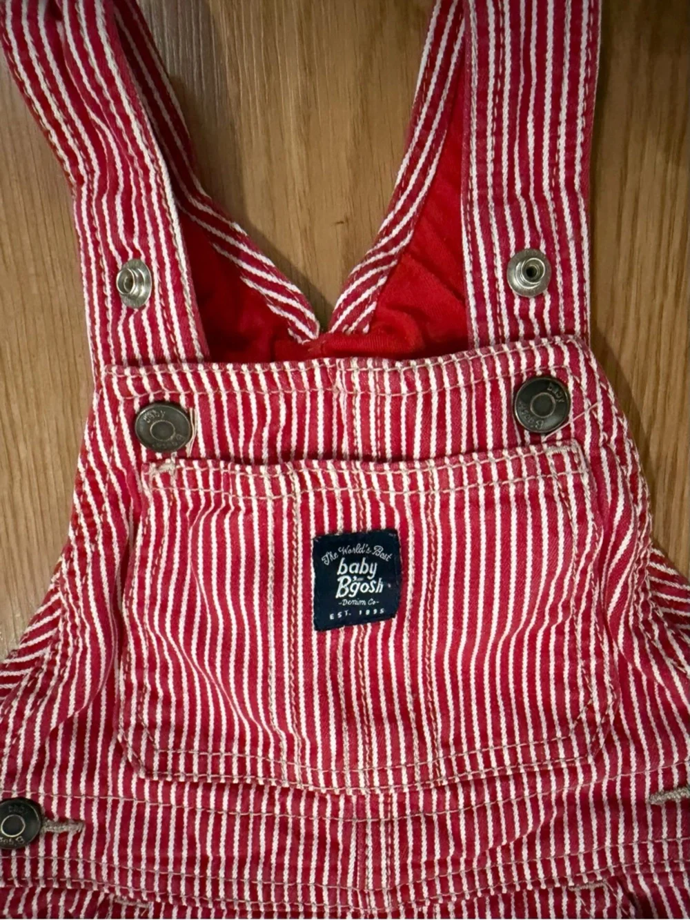 Oshkosh B’gosh Classic Red Striped Overalls 24M 2T